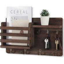 Mail Holder For Wall Mail Organizer With Key Hooks Hallway Farmhouse Decor Letter Sorter Made Of Natural Wood With Floating Shelf And Flush Mount Hardware - 1 Pack - View 15