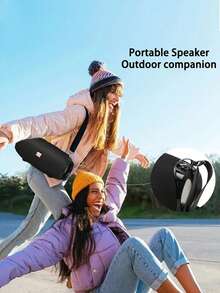 Outdoor Wireless Portable Bluetooth Speaker, Supports TWS Stereo Pairing, TF Card, USB Flash Drive, AUX Audio Output, FM Multi-Function Playback, With Lanyard For Hand-Carry And Shoulder-Carry Dual Mode - 黑色 - 查看 7