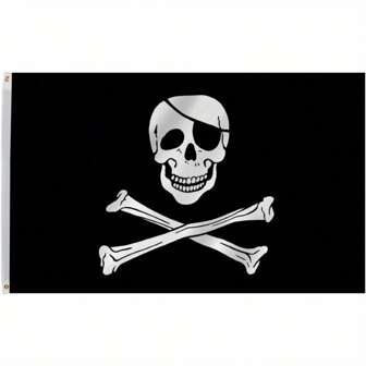1 pièce Drapeau de crâne et os croisés de pirate Jolly Roger, en tissu de polyester, avec 2 oeillets en laiton, résistant aux UV, décoration extérieure pour les fêtes