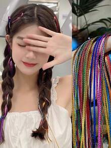 Colorful Hair Ties, Durable Rainbow Hair Ties, Fashionable Ombre Braiding Hair Ties, Pride Month Colored Hair Ties, Suitable For Braiding, Wrapping Hair Ties, DIY Hairstyling Accessories, Ideal For Daily, Casual, Sports, Party, Holiday, Makeup, Bridesmaid, Wedding, Mother's Day, Graduation, Christmas Gifts, Also Can Be Used As Headband, Sweatband, Scarf, Soft Headband For Autumn/Winter - Multiple Styles - View 9