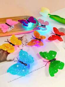 1/5/12/20/25pcs Multicolor LED 3D Butterfly Decoration Night Light, Wall Decor Light, Suitable For Garden, Backyard, Lawn, Party, Holiday, Home Decor, Patio Decor, Random Color - Gold Butterfly - View 10