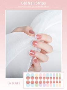 1 Piece Of Semi-Cured Gel Nail Sticker,Spring And Summer Color Schemes, 20 Finger Full Nail Gel Sticker, Suitable For Girls' Daily Life. - Multicolor - View 2