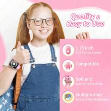LIGE LIGE New Smart Kids Watch 1.75-Inch HD Square Large Screen, A Variety Of Fun Puzzle Games, HD Cameras, Video And Music Players, Audiobooks, Learning Cards, Alarm Clock Reminders, Waterproof, Birthday Gifts, Smart Watches For Boys And Girls