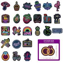 50 pièces Autocollants de lumières néon cool, autocollants en vinyle imperméables pour Hydroflask, ordinateur, réfrigérateur, bagage, téléphone. Autocollants colorés pour adolescents, adultes, fournitures scolaires, rentrée scolaire
