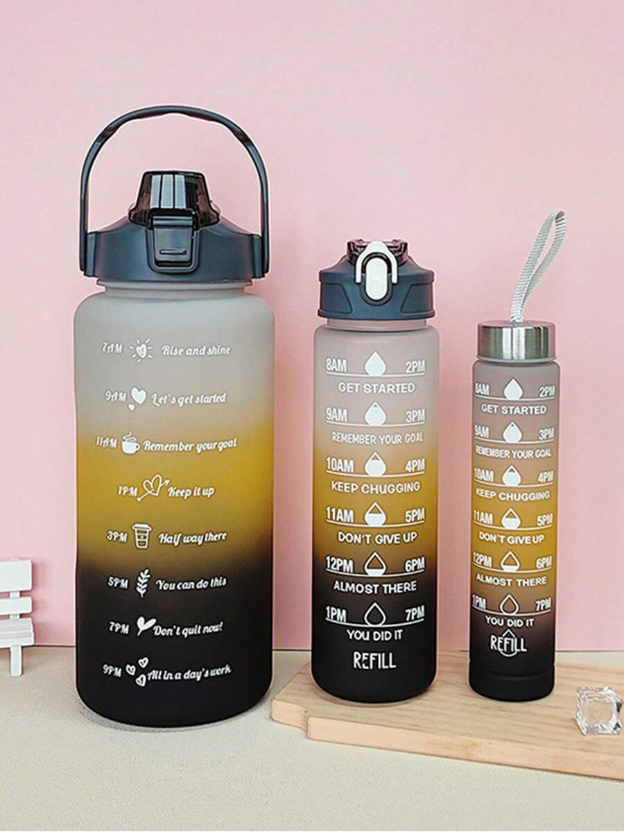 1 件 2L 或 750ml 或 280ml 大容量绿色渐变 PC 水瓶，运动健身便携式吸管杯，适合家庭和旅行户外使用 - 黑色 - 查看 1