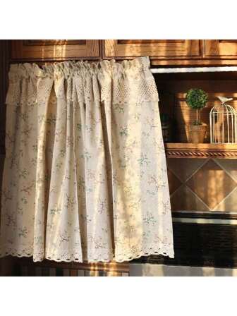 1 st nordisk stil liten blommig dekor skir fönstergardin