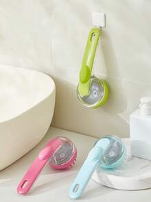 1pc/Long Handle Soft Teeth Silicone Deep Cleansing Shampoo Body Massage Brush, Press To Dispense Liquid Back Rub Multifunctional Bath Brush Massage Silicone Shampoo Brush Beauty Bath Massage Brush With Soap And Shampoo Dispenser Soft Silicone Brush Unisex Ladies' Day Gift Mother's Day Gift