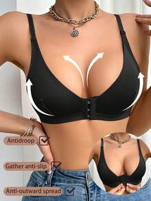 Sutiã feminino com fecho frontal, sem fio, confortável, sem costas, roupa íntima