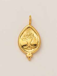 1PC 不锈钢 DIY 精致植物系列吊坠项链炉真空电镀 18K 金首饰制作 - 金色 - 查看 8