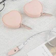1 Piece High Quality Leather Heart-Shaped Tape Measure For Waist And Bust Measurements, Household Measuring Fabric Ruler - 59.06 Inches Multifunctional Mini Ruler. - Pink - View 4