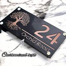 1 pièce Plaque de porte acrylique 3D personnalisable avec motif Arbre de vie - Plaque murale personnalisée avec numéro de maison et nom, chiffres flottants pour la décoration de la maison et du bureau, installation facile, sans électricité requise. Panneau de porte personnalisé | Plaque murale décorative | Plaque facile à installer, Décoration suspendue de porte, Multifonctionnel, Durable, Ornemental, Réutilisable, Raffiné, Stylé, Haute qualité, Coloré, Moderne, Personnalisé, Unique