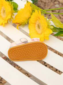 Spring/Summer Girls PU Leather Bow Design Soft Rubber Bottom Indoor Infant Learning Shoes/Slippers - Pink - View 6