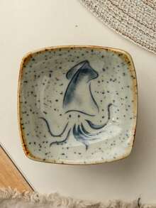 1 件/6 件陶瓷酱汁碟、蘸料盘、复古卡通方形调味盘、蘸料盘、酱油盘、寿司盘、厨房和餐厅用品