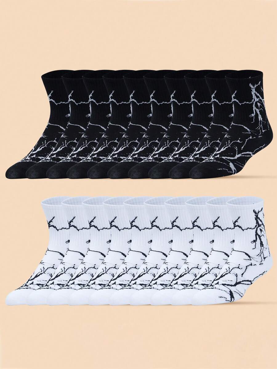 Paquete de 1/10/20 pares de calcetines deportivos de baloncesto de alto rendimiento con absorción de impactos, antideslizantes y de secado rápido con estampado, para hombres