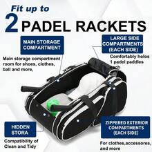 TILDOSAC Tennis Bag Padel Racket Bag Tennis Backpack For Padel Tennis Pickleball Paddles Large Padel Racket Protector Backpack Large Sport Pickleball Bag With Fence Hook Shoe Compartment - Black-white1 - View 3