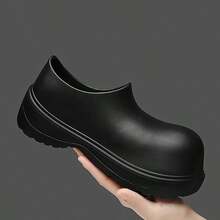 Couples Casual Shoes, Thick-Soled Elevated Rain Shoes, Men/Women Work Shoes, Kitchen Shoes (Run Half Size Larger) - Black - View 3