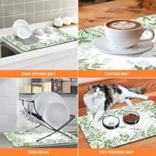 Dish Drying Mat For Kitchen Counter, Absorbent Coffee Bar Mat With Sunflowers, Vintage Floral Dish Drainer Rack Mats For Kitchen Counter Coffee Maker Coffee Pot Dining Room Decoration