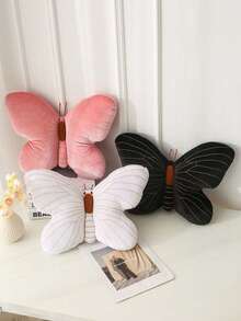1pc Black Butterfly Decorative Throw Pillow, Girly Decor For Dorm, Living Room Sofa, Bedroom - Black - View 2