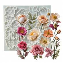 花朵硅胶模具、树脂模具、软糖，用于 DIY 布丁手工皂香薰蜡烛石膏聚合物粘土冰块，适合情人节、母亲节、春季