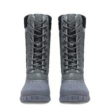 CAMEL CROWN بوت ثلج للنساء - بوتات مقاومة للماء مع بطانة من الفراء الدافئة وأربطة للإستخدام في فصل الشتاء والخارجي - رمادي غامق - مشاهدة 3