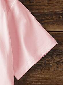 Tween Girl Casual Graphic Print Round Neck Short Sleeve T-Shirt For Summer - Pink - View 6