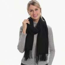 Shawls Scarf Sophisticated Plain Print Social-Xx6161 - 黑色 - 查看 3