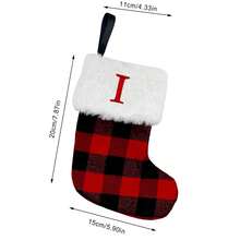 Christmas Socks Cute Plaid Letter Embroidery Stocking Candy Bag Christmas Decorations For Home Office Household Decoration