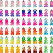 Set de 30 cuentas de oso de acrílico - transparentes, de unicolor y de degradado, utilizadas para la fabricación de joyas DIY, de 18x11mm - perfecto para pulseras, collares, llaveros, atrapa sueños, borlas y manualidades.