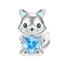 1pc Silver Series Blue Tie Exquisite Pendant Beaded, Squirrel, Puppy Scratch Mark Suitable For Diy Jewelry Making Bracelet Necklaces, As Gifts, Parties