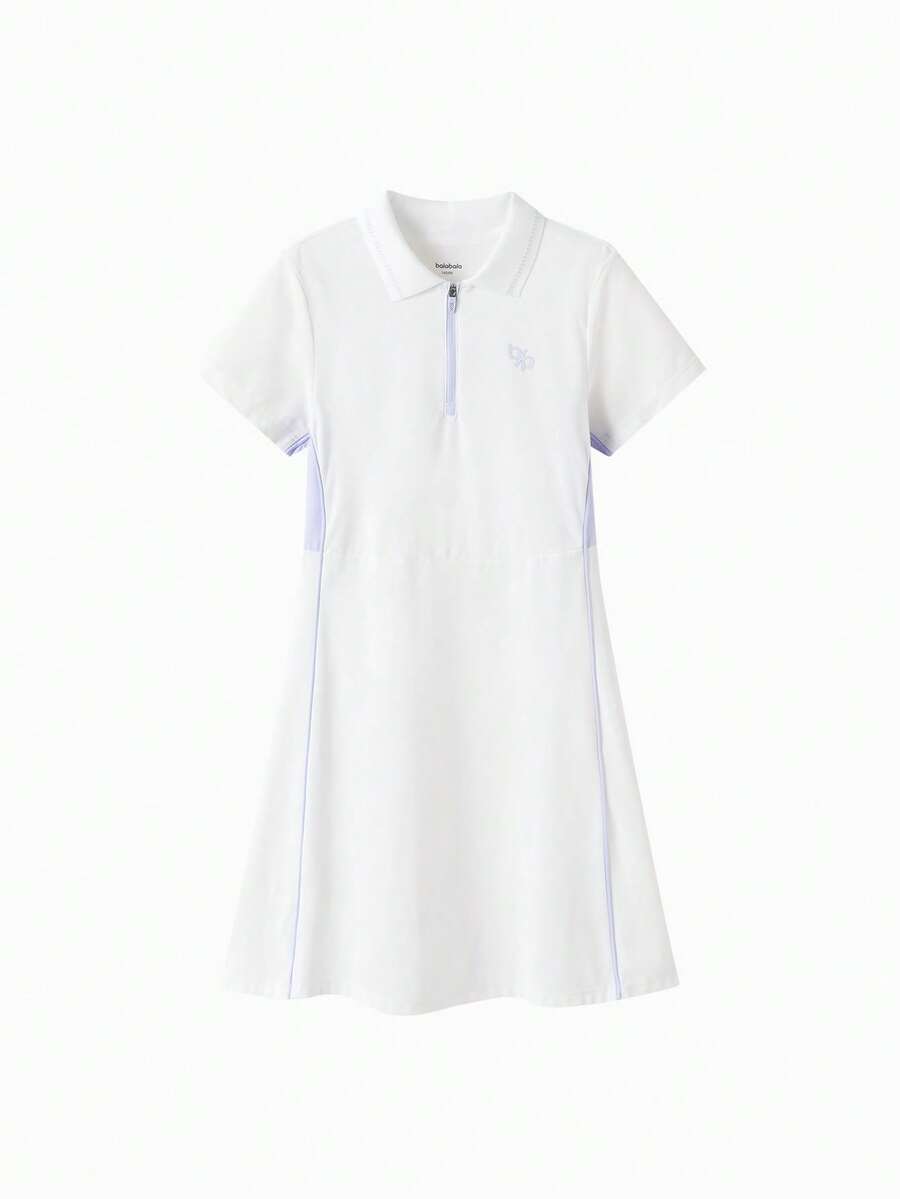 Balabala 女孩快乾運動連衣裙，輕便涼爽 - 本白 - 查看 1