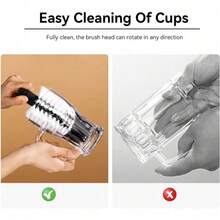 3 Pieces Glass Washing Brush With Suction Cup, Glass Washer With Detachable Brushes, Kitchen Sink Brush, All-Round Glass Cleaning Tool, For Kitchen Bar Cafe - Black and White - View 3