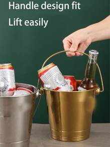 Stainless Steel Internet Celebrity Thickened Ice Bucket KTV Bar Champagne Commercial Portable Bucket Hotel Home Snack Beer Ice Bucket