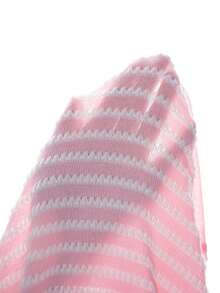 Y2K 女式性感修身条纹长袖 U 领 T 恤 - 粉色 - 查看 7