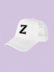 1 Kids White Baseball Caps 26 Letters Printed Baseball Caps, Outdoor Recreational Activities Sunscreen Breathable And Quick Drying, Suitable For Spring And Summer Daily Outdoor Use, Campus Activities - White - View 36