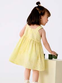 Balabala 女嬰傳統風格的公主裙，優雅的夏季服裝 - 乳黃 - 查看 3