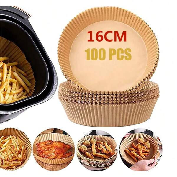 Forro de papel redondo de 16 cm adequado para fritadeiras de ar, fritura sem gordura