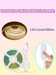 1pc 3.28ft-16.4ft LED Light Strip, 320 LEDs/M, Button Control, 3 Color Temperature Options, Suitable For Party, Room, Kitchen, Home TV, Household Decoration