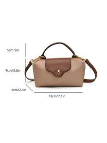 Mini New Fashion Handbag With Contrast Color Design, Made Of Waterproof Nylon Fabric,  Suitable For Commuting, Parties And Vacations - Khaki - View 3