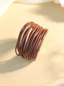 1件波西米亚风多层缠绕手链，时尚度假配饰，撞色磁扣，大胆嬉皮摇滚风格，男女皆宜，宽手镯设计，完美女性配饰