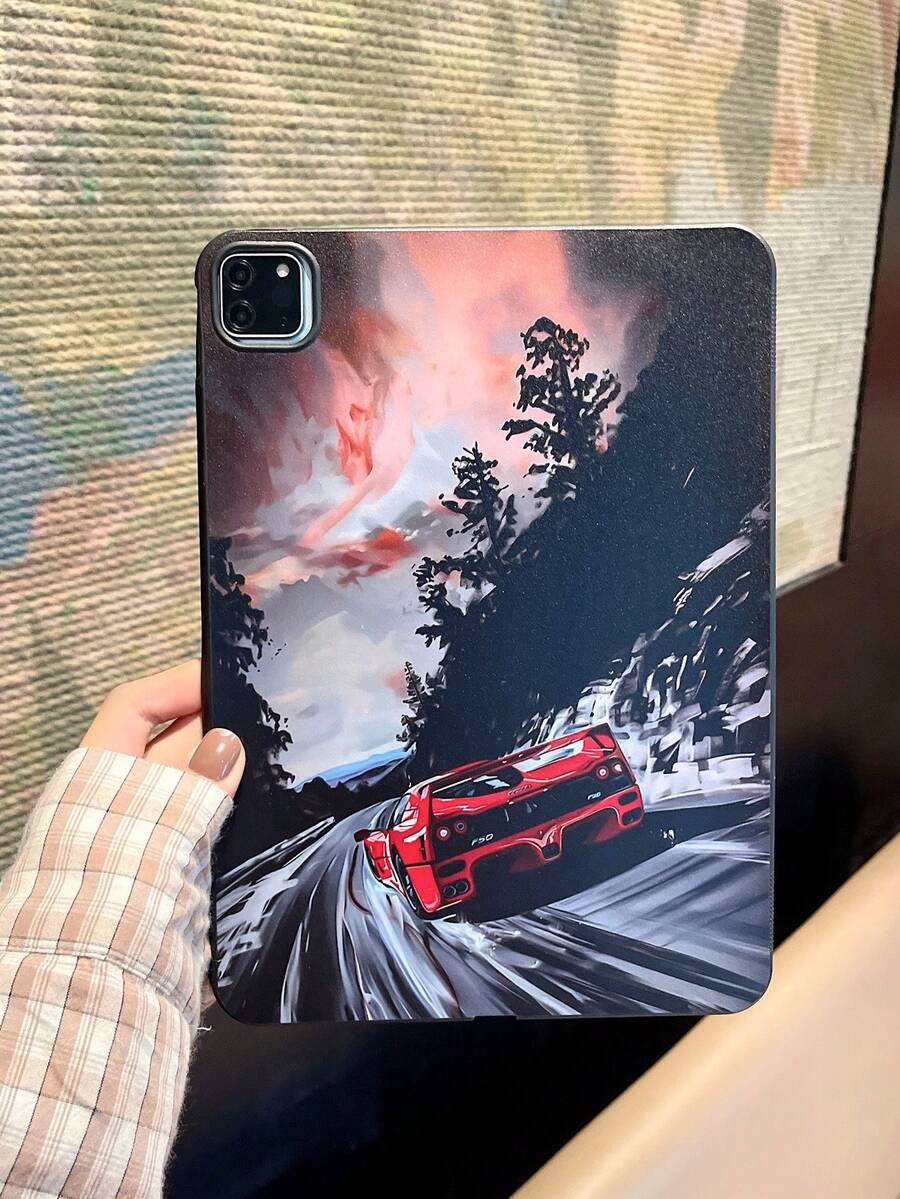 iPad 平板电脑保护套 赛车图案彩绘保护壳 防震防摔 适用于 iPad Pro 2022 新版 iPad Air 5/4/3 iPad Mini 6/5/4 10.2 英寸 2021 iPad 第九代 黑色减震软壳