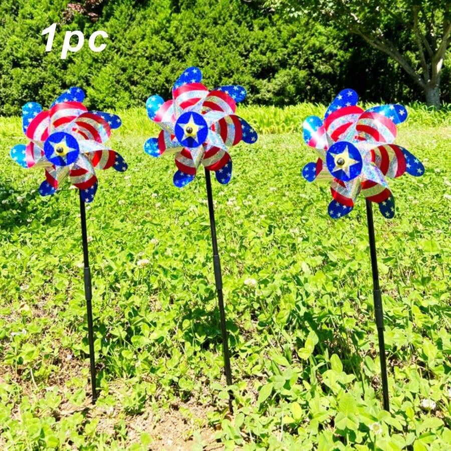1 Packs Patriotic Sparkly Reflective Pinwheels For Yard And Garden ...