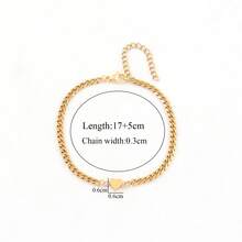 1 件新款简约经典心形字母金色不锈钢链式手链女士 - 金黃色 - 查看 2