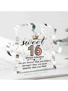 Tấm bảng sinh nhật bằng acrylic, món quà hoàn hảo cho các cô gái 16 và 18 tuổi, vật trang trí quà tặng ngọt ngào, quà kỷ niệm, trang trí phòng ngủ, vật trang trí bàn làm việc, trang trí giỏ quà sinh nhật và quà tặng ngày lễ/Giáng sinh. - trong suốt - Xem 11