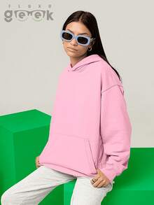 Plain Sweatshirt With No Print And Hood  2042 - 淺粉色 - 查看 6