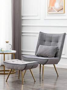Chairus Velvet Lounge Chair, Relaxation Chair With Stool, Modern Upholstered Chair, TV Chair With Lumbar Cushion, Reading Chair For Living Room, Balcony - Nhiều màu - Xem 12