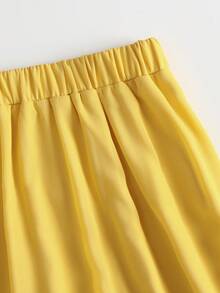 Plus Size Fashionable Loose Print Versatile Elegant Vacation Skirt - Màu vàng - Xem 6