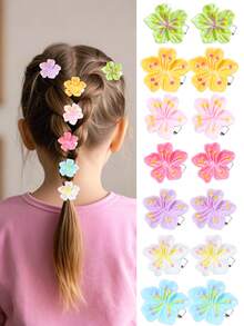 10 piezas de pinzas para el cabello con flores coloridas y lindas para niñas, adecuadas para actuaciones, fiestas, vacaciones y uso diario - Multicolor - Ver 8
