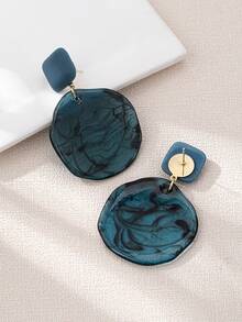 1 Pair Retro Acrylic Round Pendant Earrings, Everyday Jewelry For Women - Multicolor - View 4