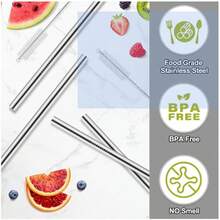 4/6 金属吸管替换件适用于水瓶，含 2 个吸管清洁刷，可重复使用不锈钢吸管旅行杯吸管，兼容 24 盎司 32 盎司水瓶，返校用品 - 銀色 - 查看 6