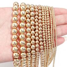 1 pieza Cuentas redondas de piedra de hematita chapada en oro KC, de 2/3/4/6/8/10mm, moda versátil con estilo metálico y punk, adecuado para pulseras, collares, joyería, colgantes, cadenas de teléfono/llaves, cuentas al por mayor - chapado en oro KC - Ver 3